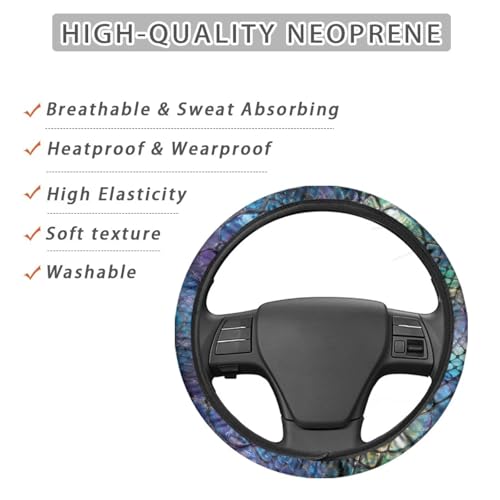 AFPANQZ Auto Steering Wheel Covers Comfort Anti-Slip Safety Stretch-on 14-15 inch, Colorful Snake Skin Easy Fix Machine Washable Steering Wheel Protection - color: Colorful Snake Skin