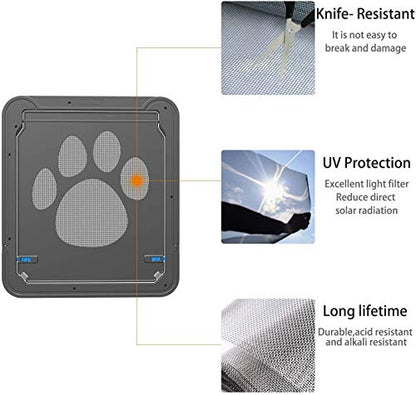 LESTP Pet Dog Cat Screen Door with Magnetic Flap for Sliding Doors (Small) - Automatic Lock/Lockable - size: Small