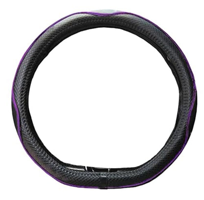 Mayco Bell Flat Bottom Steering Wheel Cover Anti-Slip,Safety,Soft,Breathable,Durable,Full Surround,Comfortable Grip Microfiber Leather (D Shape, Black Purple) - color: Black Purple, size: D Shape