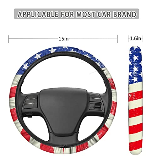 GLENLCWE American Flag Auto Steering Wheel Cover Non-Slip Universal for 15 inch - color: American Flag