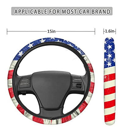 GLENLCWE American Flag Auto Steering Wheel Cover Non-Slip Universal for 15 inch - color: American Flag