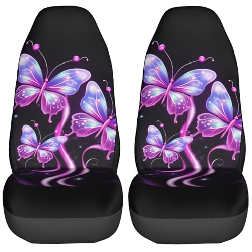 Dujiea 3D Purple Butterfly Car Front Seat Covers 2 Pcs Universal Auto Seat Covers Front Seats Only, Vehicle Bucket Seat Protectors Fit for Most Car SUV Sedan and Truck - color: 3D Purple Butterfly