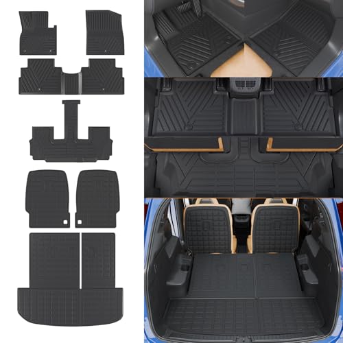 Floor Mats Compatible with 2020-2025 Hyundai Palisade 7 Seats Cargo Mat 2nd&3rd Row Kick Mat 2024 Palisade Accessories (2nd Row Backrest Mat+Trunk Mat with Backrest Mat+Floor Mats)