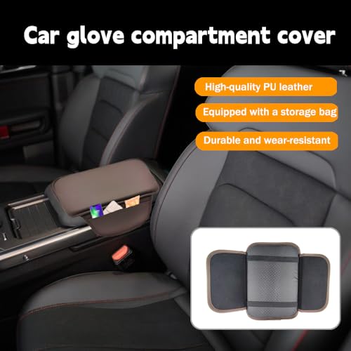 Car Armrest Box Mat, Car Center Console Cover, Arm Rest Cover for Car, Car Console Covers, Wear-Resistant and Durable, Soft and Comfortable, Suitable for Most Cars (Brown) - color: Brown