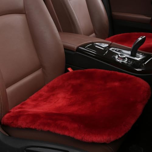 Sheepskin Car Seat Cushion, Soft Comfort Winter Driver Seat Cover, Fluffy Faux Fur Front Seat Pad, Car Seat Protector Pad for Office Chair, Universal Interior Accessory for Car SUV Truck (Wine Red) - color: Wine Red