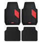 Coverado Heavy-Duty PVC Car Floor Mats Full Set – Red Metallic Heel Pad, All-Weather Protection for Front & Rear, Non-Slip Backing, Easy-to-Clean Liners, 4 Pcs - color: Red