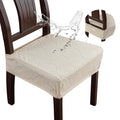 Removable and Washable Seat Covers for Dining Room Chairs Set of 6 - Waterproof Stretch Chair Seat Slipcovers, No Back Covers - color: Beige, size: 6PCS-Rear-gapped