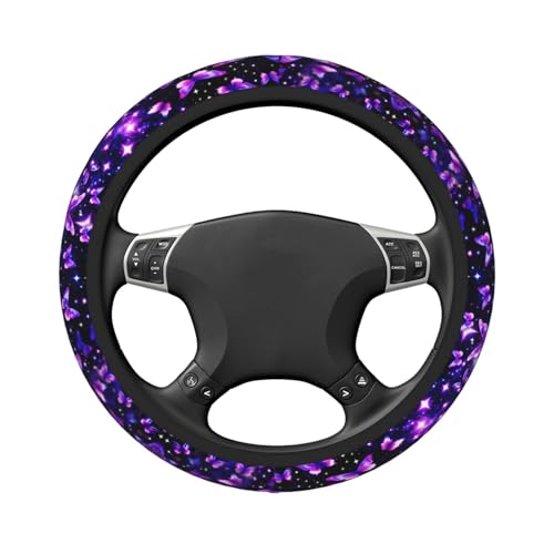 Purple Butterfly Steering Wheel Cover - Purple Butterfly Steering Wheel Protector for 15inch Car Accessories 2 Pcs Car Coasters Neoprene Women Men - color: Purple Butterfly