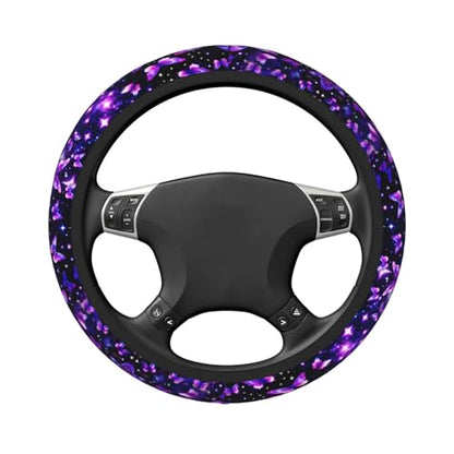 Purple Butterfly Steering Wheel Cover - Purple Butterfly Steering Wheel Protector for 15inch Car Accessories 2 Pcs Car Coasters Neoprene Women Men - color: Purple Butterfly