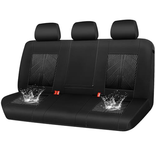 CAR PASS 3D Neoprene Back Seat Cover, Waterproof Rear Seat Covers Universal Fit for Cars Sedans Trucks Vans and SUVs, Black - color: Solid Black-Rear, size: Rear Seat
