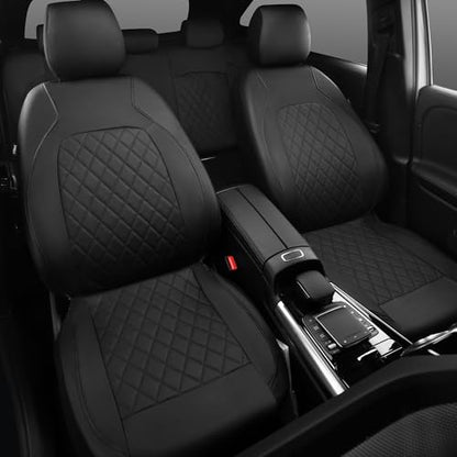 Universal Pu Leather Car Seat Covers Front Seats only, Airbag Compatible, Water-Resistant Durable Premium Vinyl, Fit for 95% Vehicles,Cars,Vans,SUV,Sedans (Luxury 2 PCS All Black)