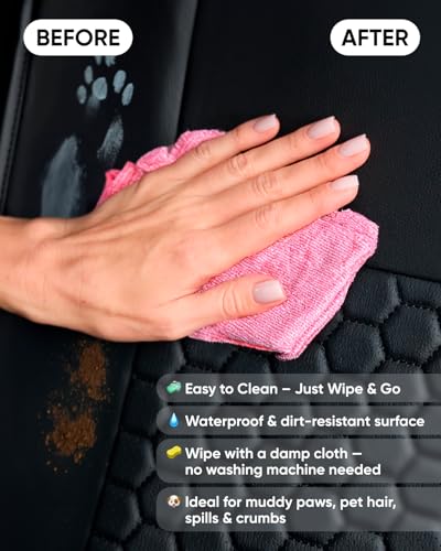 Eco-Leather Car Seat Cover – Luxury Universal Driver Seat Protector for Cars, SUVs, Trucks (Black Front) - color: Black Front