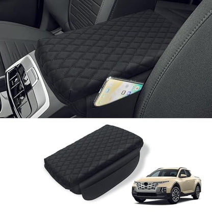 Center Console Cover for Hyundai Santa Cruz 2022 2023 2024 2025 2026 Accessories, Breathable PU Leather Armrest Cover Cushion Pad for Truck, Anti-Scratch Protector, Black Storage Bag - size: Hyundai Santa Cruz 2022-2026