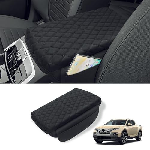 Center Console Cover for Hyundai Santa Cruz 2022 2023 2024 2025 2026 Accessories, Breathable PU Leather Armrest Cover Cushion Pad for Truck, Anti-Scratch Protector, Black Storage Bag - size: Hyundai Santa Cruz 2022-2026