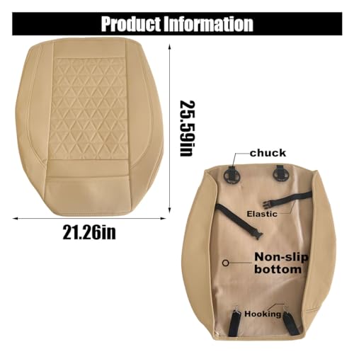 Leather Car Seat Cover, Auto Front Bottom Seat Cover Luxury Car Seat Protector Anti-Slip Waterproof Cushion Cover with Storage Pocket, for Most Cars, Trucks, SUVs (Beige) - color: Beige