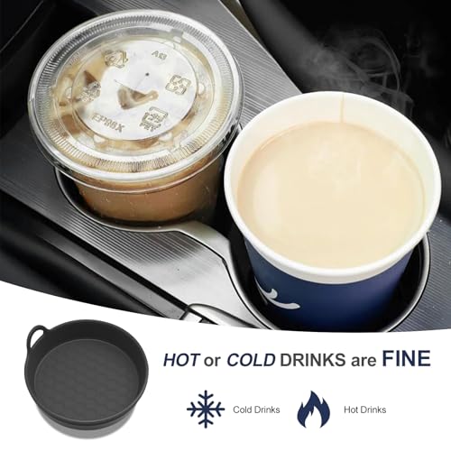 Car Cup Holder Coaster, 4 Pack Universal Car Coasters for Cup Holders, Silicone Non-Slip Vehicle Cup Holder Insert Pads, Insulation Shockproof Drink Mat Car Interior Accessories(Black)