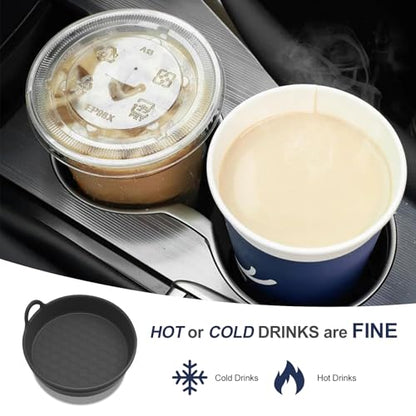 Car Cup Holder Coaster, 4 Pack Universal Car Coasters for Cup Holders, Silicone Non-Slip Vehicle Cup Holder Insert Pads, Insulation Shockproof Drink Mat Car Interior Accessories(Black)