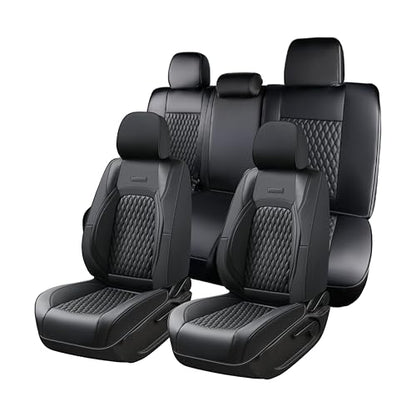 Coverado Tacoma Seat Covers Full Set, Faux Leather Custom Fit for 2024-2026 Toyota Tacoma Double/Crew Cab, Front & Rear Seat Protection (Black) - color: Black, size: Fullset（2024-2026）