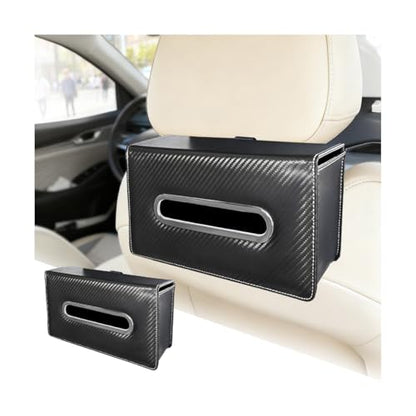 Car Tissue Holder, Leather Rectangle Vehicle Seat Back Hanging Tissue Dispenser Box Cover, Keep Tidy Automotive Interior Napkin Organizer, Universal for SUV Sedan Truck (Carbon Fiber) - color: Carbon Fiber