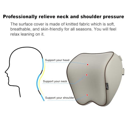 Crofy 2 Pack Car Neck Pillow, Softness Car Headrest Pillow for Driving with Adjustable Strap, 100% Memory Foam and Breathable Removable Cover, Comfortable Ergonomic Design, Gray & Brown - color: Gray & Brown