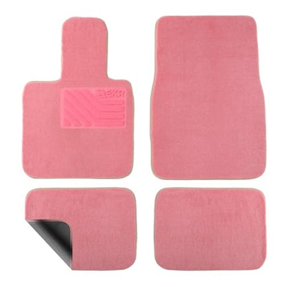 EKR All-Weather Universal Fit Car Floor Mats, 0.5 inch Thick Car Carpet Mats, Anti-Slip Automotive Mat with Driver Heel Pad Fit for SUV, Vans,Sedans, Trucks (Pink,4pcs Blown Full Set) - color: Pink