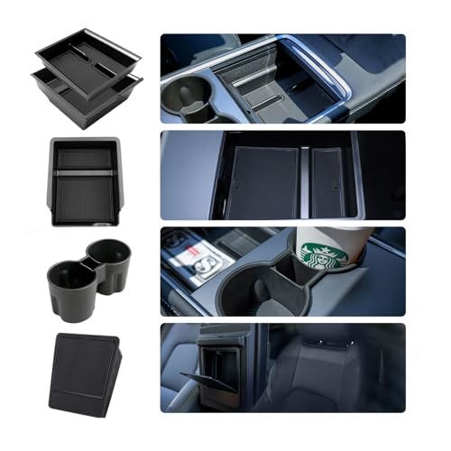 5PCS Center Console Organizer Tray for Tesla Model Y 2021 2022 2023 2024, 2021-2022 Tesla Model 3 Interior Accessories Armrest Storage Tray Hidden Storage Box Cup Holder (5PCS) - color: 5PCS