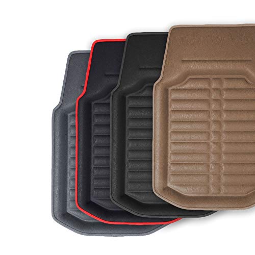 FH Group Universal Fit for all weather protection Deep Tray Style Automotive Floor Mats fits most Cars, SUVs, and Trucks, 4 Piece Solid Black - color: Solid Black - Full Set