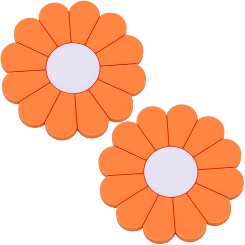 2-Pack Car Cup Holder Coaster Inserts, Daisy Shape, 2.75 Inch Non-Slip Silicone Cup Holder Insert, Universal Non-Slip Cup Holders, Car Accessories Interior for Women and Man (Orange) - color: Orange, size: 2 pcs