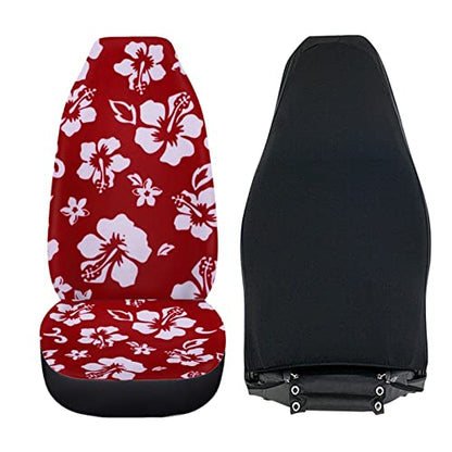 Dreaweet Red Car Accessories for Women Stylish Hibiscus Flower Print Car Seat Covers Front Seats Only,Hawaiian Seat Covers Universal for SUV Trucks Sedan - color: Flower-3