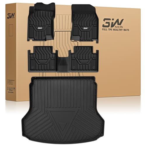 3W Floor Mats & Cargo Liner for Nissan Rogue 2014-2020 All Weather TPE Full Set Nissan Rogue Accessories Custom Fit Car Mats with Trunk Mat (NOT for Sports) - size: 1.Rogue|14-20|Floor Mats & Cargo Liner