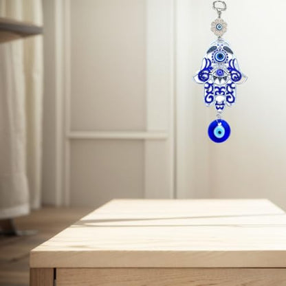 Betterdecor Blue Evil Eye Hamsa Hand Wall Hanging for Home Office Car Decor-023