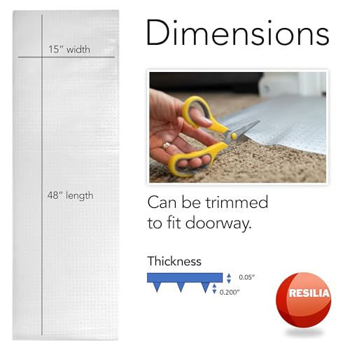 Pet Carpet Protector - Doorway Damage Deterrent and Scratch-Stopper for Cats, Dogs, and Pets, Heavy-Duty PVC Runner, Cut to Fit, Clear, 15 Inches x 48 Inches, Made in The USA - size: 1'3" x 4' (Rectangular)