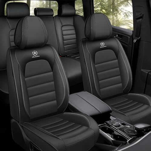 Car Seat Covers for Kia K5 2021-2026, Premium Nappa Leather, Waterproof, Anti-Slip, Full Coverage, Airbag Compatible, Breathable, All-Weather, Easy Install (5 Seats, Classic Black) - color: 5 Seats - Classic Black, size: Kia K5 2021-2026