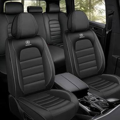 Car Seat Covers for Kia K5 2021-2026, Premium Nappa Leather, Waterproof, Anti-Slip, Full Coverage, Airbag Compatible, Breathable, All-Weather, Easy Install (5 Seats, Classic Black) - color: 5 Seats - Classic Black, size: Kia K5 2021-2026