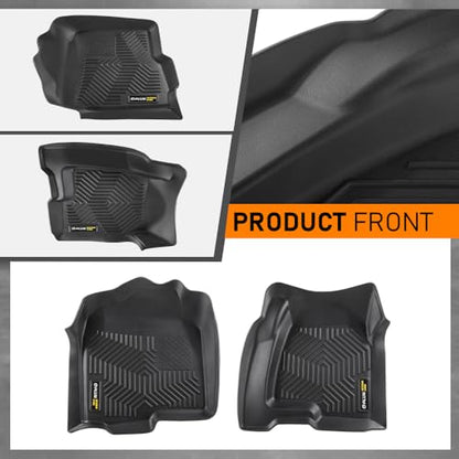 G-PLUS Floor Mats 3pcs Compatible with Chevy Silverado GMC Sierra 1500 1999-2006 & 1500 Classic 2007, Fit Silverado Sierra 2500 2001-2004, 2WD 4WD Extended Cab TPE Floor Cargo Liners - size: 99-06|Fit Silverado & Sierra Extended Cab|3PCS