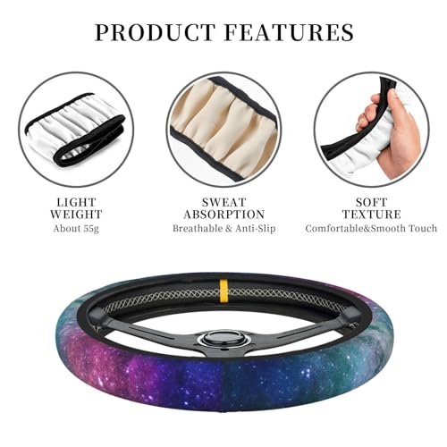 Space Galaxy Print Elastic Steering Wheel Cover Universal 15 Inch - color: 1