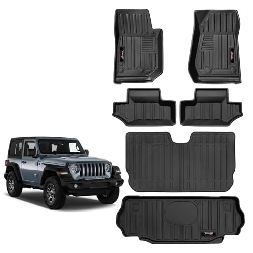 Custom Floor Mats & Cargo Trunk Liner & Backrest Mats for 2007-2018 Jeep Wrangler JK 2 Door Accessories All Weather TPE Protection Mat (for 2007-2018 Jeep Wrangler JK 2 Door Full Set) - color: for 2007-2018 Jeep Wrangler JK 2 Door Full Set