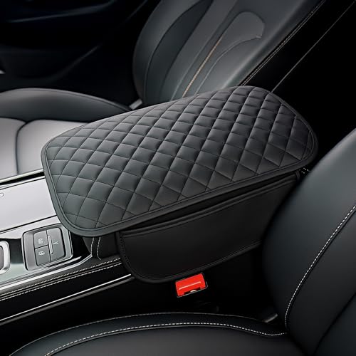 Extended Car Center Console Cover with 2 Storage, Microfiber Leather Car Armrest Cover Cushion For SUV Truck , Universal Car Accessories Memory Foam Comfort Stylish Leather Design (Black longer) - color: black-longer version