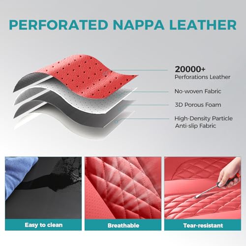 Leather Car Seat Covers Full Set, Breathable Faux Leather Seat Covers for Cars SUV Sedan Waterproof BlackRed - color: Blackred