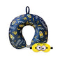MINISO Minions Travel Neck Pillow with Eye Mask, Cute Cartoon 100% Memory Foam Neck Support Pillow, Lightweight Travelling Pillow Set for Airplane, Car and Home Use