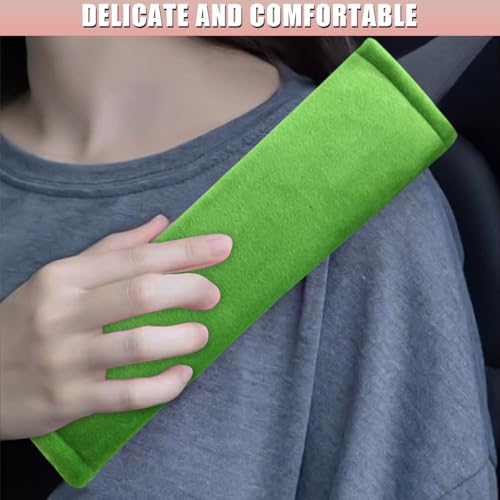 2PCS Car Seat Belt Pads Cover - Soft Fluff Car Seat Belt Shoulder Strap Cover Harness Pad Protect Your Neck - Universal Comfortable Seatbelt Strap Cushion for Most Cars & Backpacks (Green) - color: Green