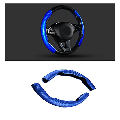 Steering Wheel Cover, 2PCS Segmented Steering Wheel Protector, Carbon Fiber Anti-Slip and Durable Car Accessory, Universal Fit for Most Cars，SUVs (Carbon Fiber Blue) - color: Carbon Fiber Blue
