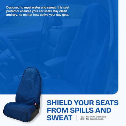 Waterproof Car Seat Towel Cover, Towel that Goes Over Car Seat for Sweat Protection, Quick-Dry Microfiber, Non-Slip Backing, Machine Washable, Fits Cars SUVs Trucks - color: Blue