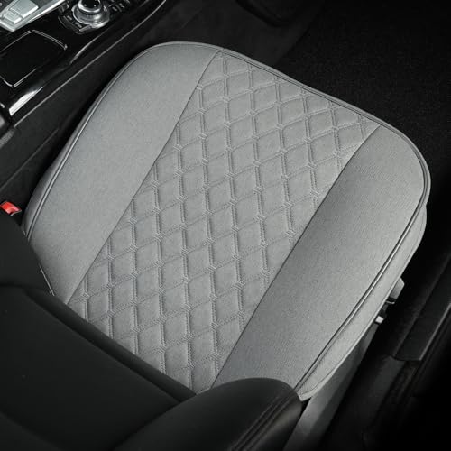 West Llama Linen Front Car Seat Cover Protector Anti-Slip Bottom Seat Cover Fits 95% of Vehicles,Wrapping Around The Bottom,Diamond Pattern(Gray-1Pcs) - color: Diamond Pattern-Gray, size: 1 Piece Linen