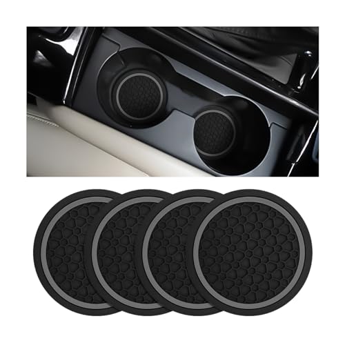 Mandark 4PCS Car Cup Holder Coasters, 2.75 Inch Non-Slip Insert Water Bottle Holder Pads, Dustproof Automotive Interior Accessories Mat, Universal for Vehicles, Trucks, RVs and More（Black/Gray） - color: Black/Gray, size: 4PCS