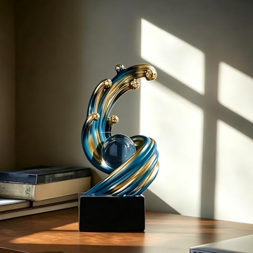 AWNR Blue Abstract Art Statue, Sculptures Home Decor for Shelf, Living Room, Table Top, Dining Table Centerpiece, Office, Men's Room, Entryway (Abstract A) - style: Abstract A