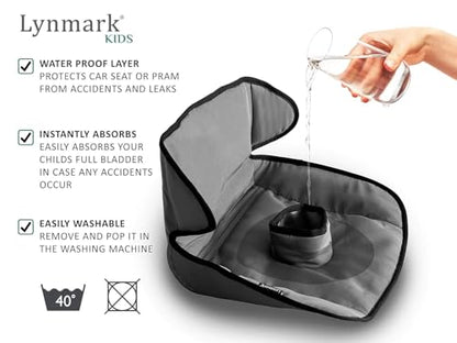 Lynmark® 2x Potty Training Car Seat Protector Cover - Waterproof Soft Piddle Pads for Toddlers and Baby Carseat - Travel-Friendly Universal Washable Liner Mat for Spills, Nappy Leaks, Accidents - Grey - size: 2 pack