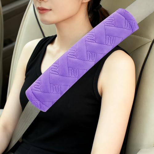2-Pack Soft Seat Belt Covers Universal Car Shoulder Pad Cushions with Braid Pattern for Comfortable Driving & Bag Strap Protection Purple - color: Purple