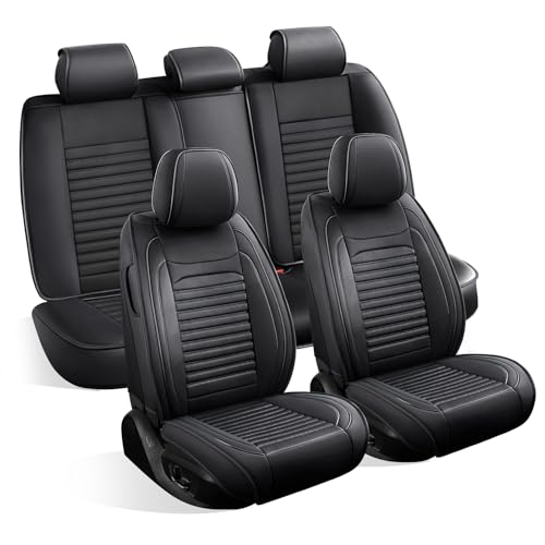 Car Seat Covers Custom Fit for Honda Fit 2003-2011 Faux Leather Car Seat Protector Airbag Compatible Breathable and Scrath-Resistant Automotive Car Seat(Black,Full Set) - color: Black, size: Fit for Fit 2003-2011 Full Set
