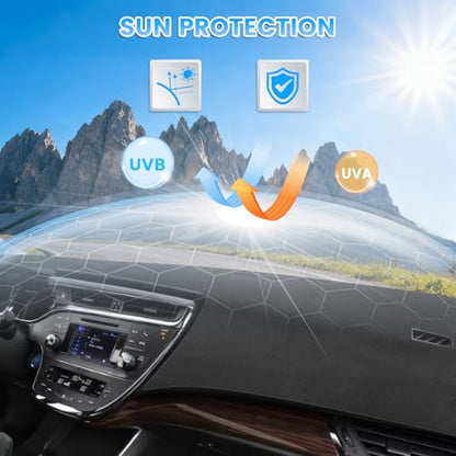 KUST Black Dash Cover Compatible with Toyota Avalon 2013-2018 Dashboard Cover Accessories for Avalon Non-Slip Polyester Dashboard Mat Custom Fit Center Console Sunshield Protector No Glare - size: Avalon 13-18(Black)